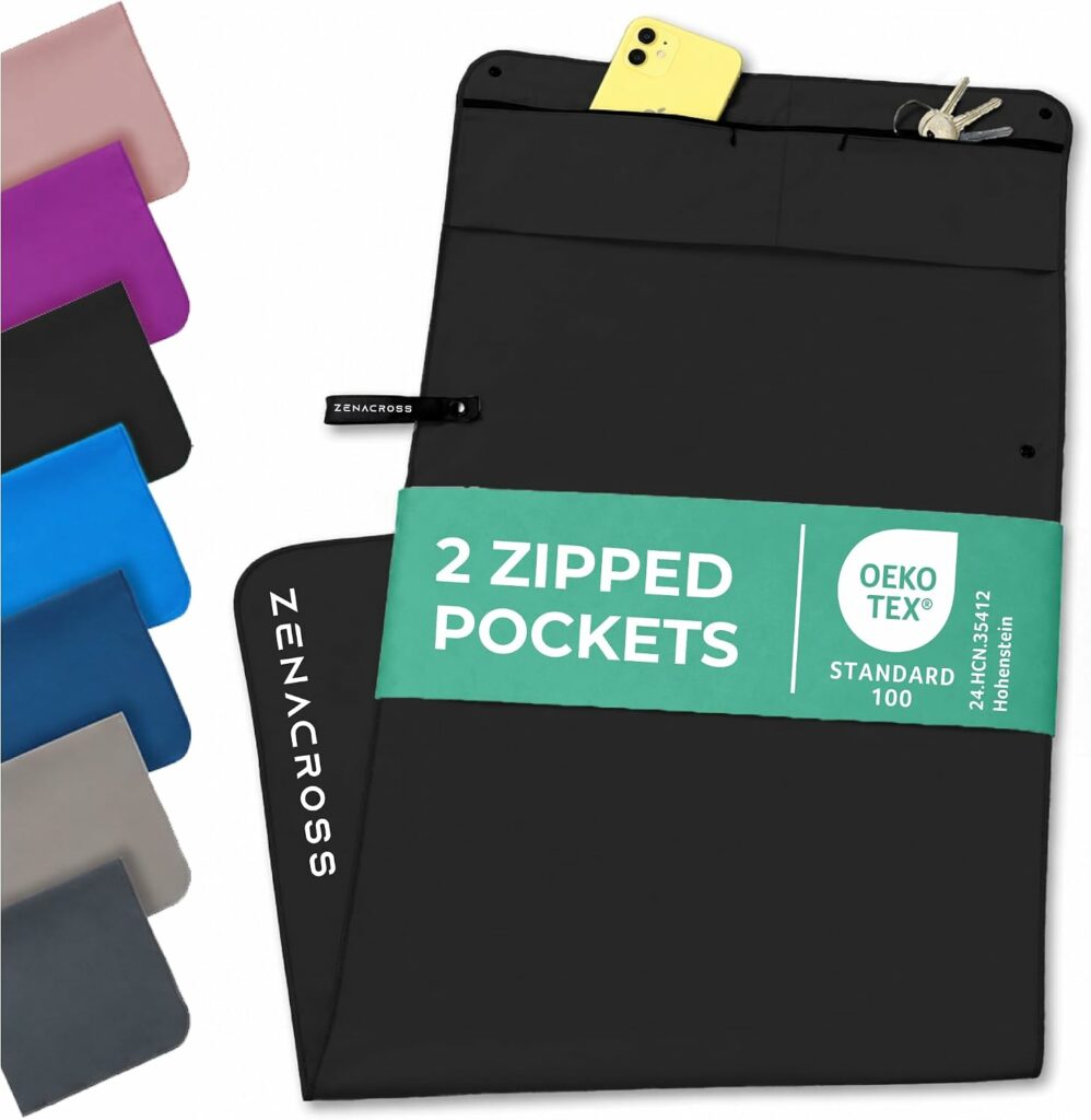 Zenacross Gym Towel with Zip Pockets